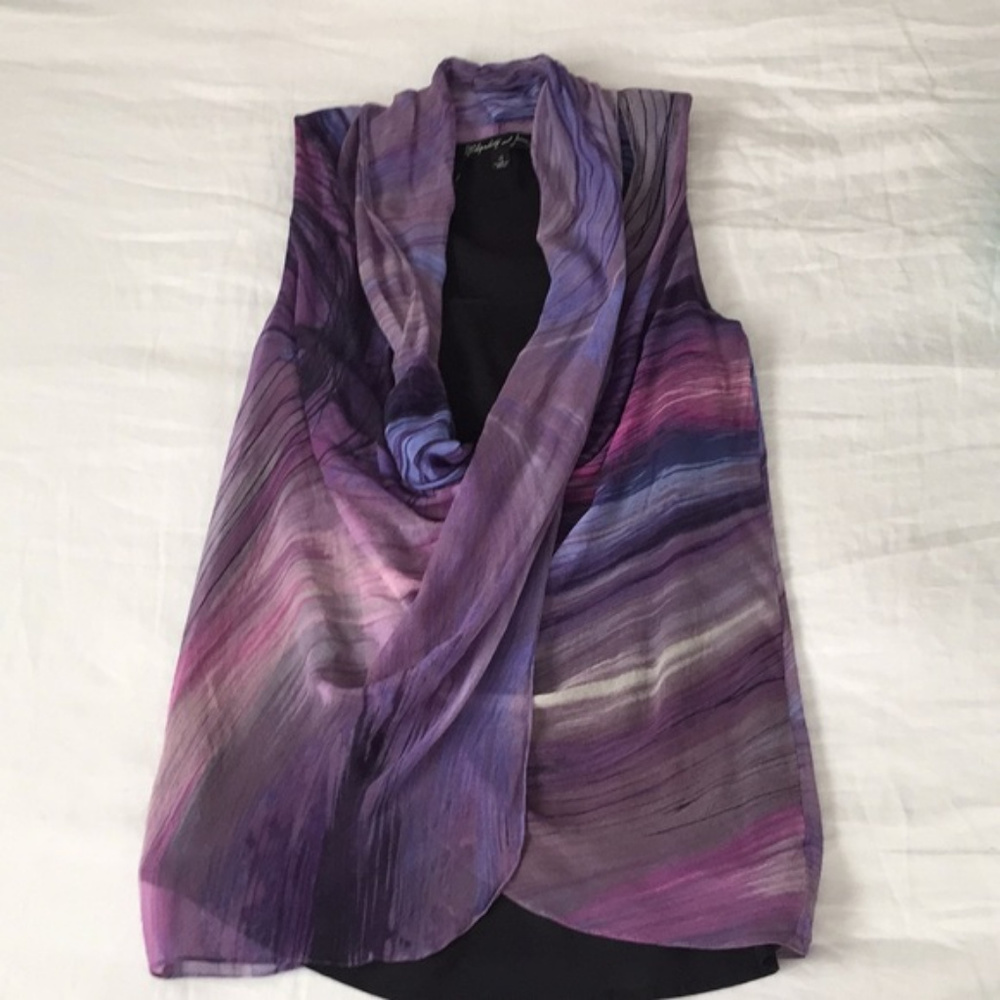 Elizabeth & James 💜 Purple Silk Sleeveless Tunic Blouse